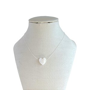 Colar Folheado Ouro 18k Fio de Silicone Coração