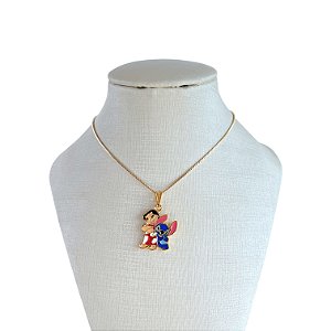 Colar Folheado Ouro 18k e Prata 925 Lilo e Stitch