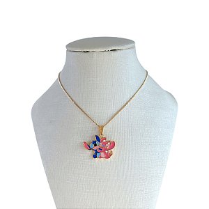 Colar Folheado Ouro 18k e Prata 925 Angel e Stitch