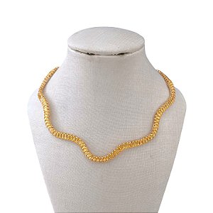 Choker Folheado Ouro 18k e Prata 925 Riviera Ondulada