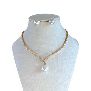 Conjunto Folheado Ouro 18k Riviera Pérola