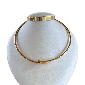 Choker Aro Bijuteria Dourado e Prata Prego