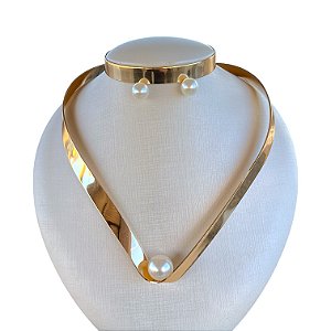 Conjunto Aro Bijuteria Pérola