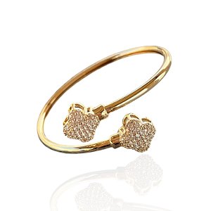 Bracelete Folheado Ouro 18k e Prata 925 Trevo Cravejado