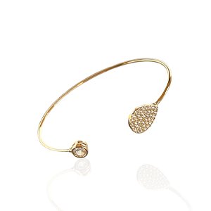 Bracelete Folheado Ouro 18k e Prata 925 Gota Cravejada
