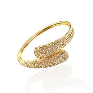 Bracelete Folheado Ouro 18k e Prata 925 Gota Dupla Cravejada