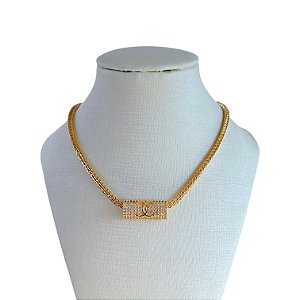 Colar Folheado Ouro 18k e Prata 925 Inspired Cravejado