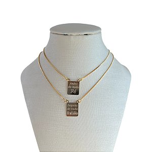 Colar Escapulário Folheado Ouro 18k e Prata 925 Antes de Tudo Fé Depois de Tudo Gratidão
