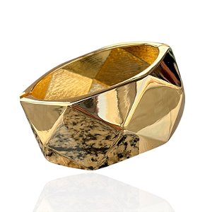 Bracelete Folheado Ouro 18k e Prata 925 Abaulado Triângulos