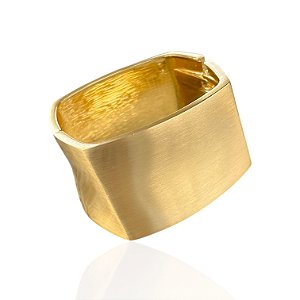 Bracelete Folheado Ouro 18k e Prata 925 Abaulado Quadrado Fosco