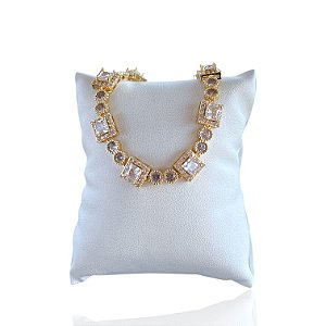 Pulseira Folheada Ouro 18k e Prata 925 Quadrada Inspired Cravajada
