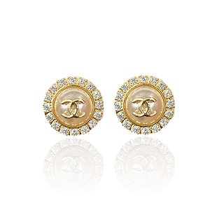 Brinco Folheado Ouro 18k e Prata 925 Pérola Inspired Strass
