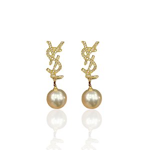 Brinco Folheado Ouro 18k e Prata 925 Pérola Inspired Cravejado