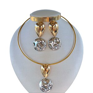 Conjunto Aro Bijuteria Dois Banhos Redondo