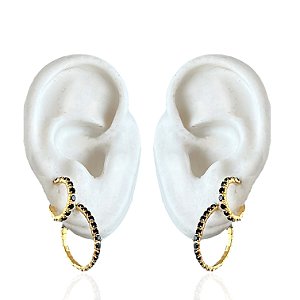 Dois Brincos Folheado Ouro 18k Argola Strass