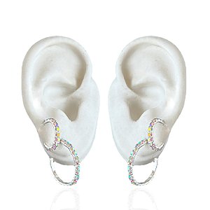 Dois Brincos Folheado Prata 925 Argola Strass