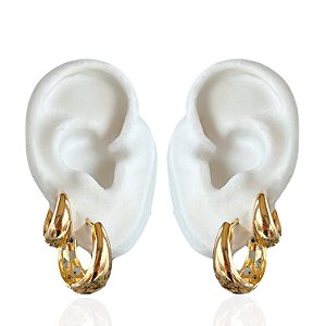 Dois Brincos Folheado Ouro 18k Argolas Abaulada