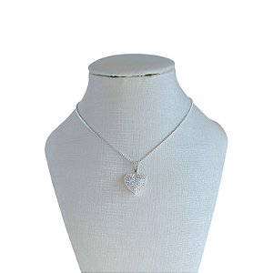 Colar Folheado Ouro 18k e Prata 925 Coração Cravejado