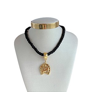 Colar Bijuteria Corda Ferradura Cavalo