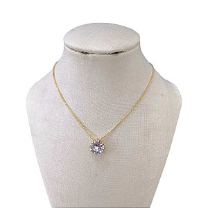 Colar Folheado Ouro 18k e Prata 925 Ponto de Luz Redondo Passante
