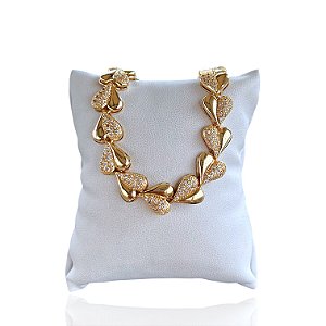 Pulseira Folheada Ouro 18k e Prata 925 Corações Inspired Cravajada