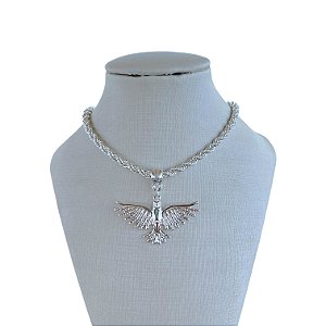 Colar Folheado Ouro 18k e Prata 925 Cordão Baiano Espírito Santo