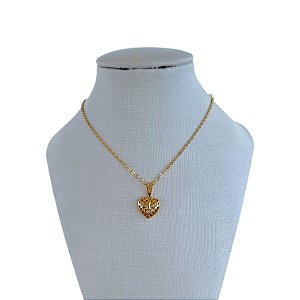 Colar Folheado Ouro 18k Coração Espírito Santo
