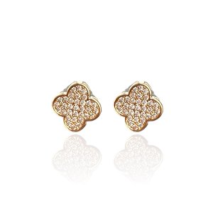 Brinco Folheado Ouro 18k e Prata 925 Inspired Trevo Cravejado Mini