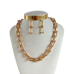 Conjunto Folheado Ouro 18K e Prata 925 Elos