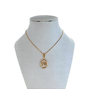 Colar Folheado Ouro 18k Fé Cravejado