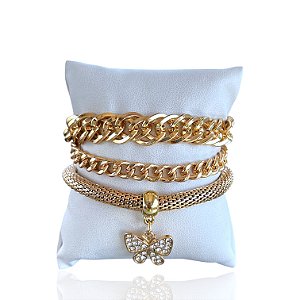 Kit 3 Pulseiras Bijuteria Borboleta