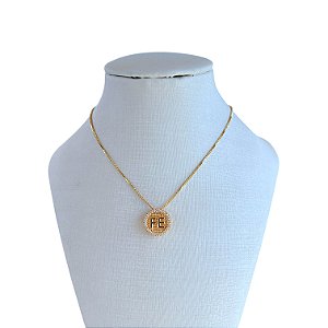 Colar Folheado Ouro 18k Fé Cravejado
