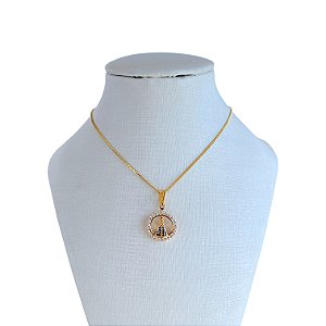 Colar Folheado Ouro 18k Nossa Senhora Cravejada