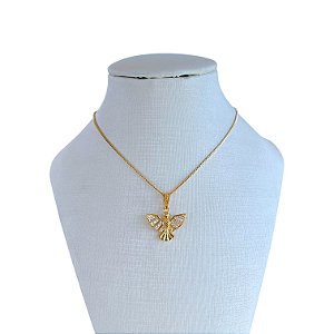 Colar Folheado Ouro 18k Espírito Santo Cravejado