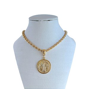 Colar Folheado Ouro 18k Cordão Baiano São Bento