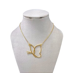 Colar Folheado Ouro 18k e Prata 925 Borboleta