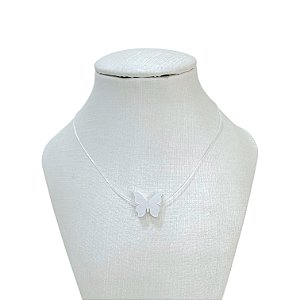 Colar Folheado Ouro 18k Fio de Silicone Borboleta
