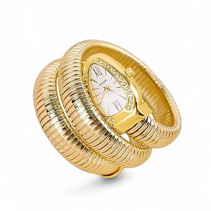 Relógio Aço Feminino Inspiração Serpente