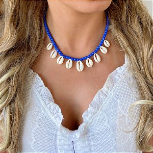 Choker Búzios Azul Bic Bijuteria