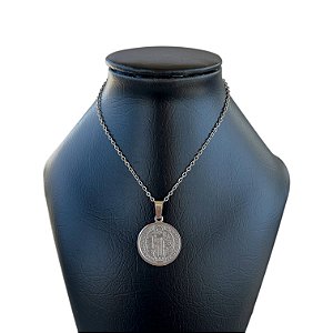 Corrente Masculina Aço Inoxidável Medalha São Bento