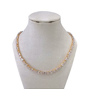 Choker Folheado Ouro 18k e Prata 925 Riviera Cristais