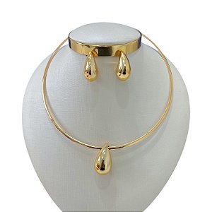 Conjunto Aro Bijuteria Gota Vírgula