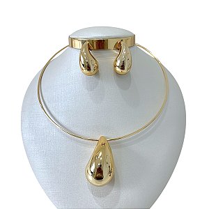 Conjunto Aro Bijuteria Gota Vírgula