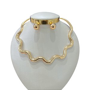 Conjunto Aro Bijuteria Ondulado