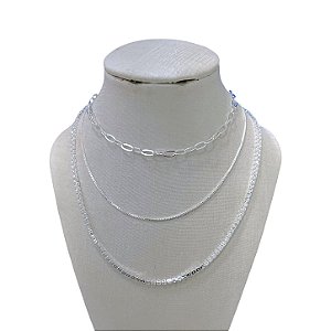 Colar Triplo Folheado Prata 925 Elos Riviera Veneza