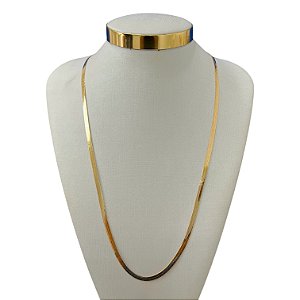Colar Longo Folheado Ouro 18k Fita Laminada