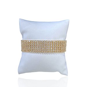 Pulseira Bijuteria Dourado e Prata Strass