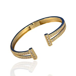 Bracelete Folheado Ouro 18k e Prata 925 Inspired Cravejado