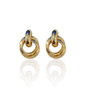 Brinco Bijuteria Dourado e Prata Elos