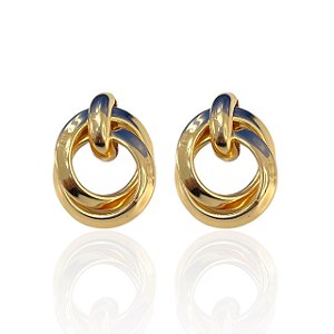 Brinco Bijuteria Dourado e Prata Elos
